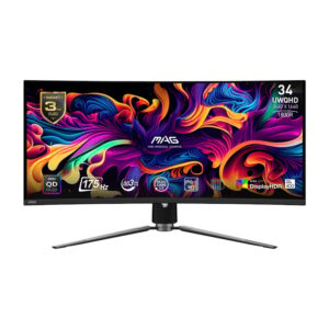MSI MAG 341CQP QD-OLED 34″ UWQHD Curved Gaming Monitor - Image 1