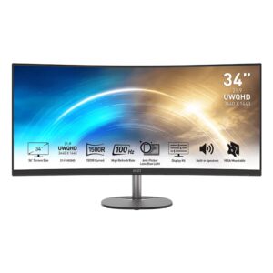 MSI PRO MP341CQ 34″ VA Ultrawide Curved Pro Monitor (1500R, 3440x1440, 1ms, 100Hz) - Image 1