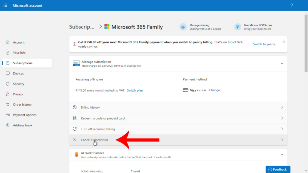 Cancel Microsoft Subscriptions