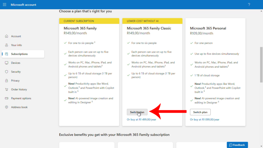 Switch Microsoft Subscriptions