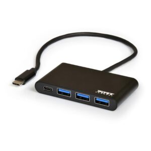 Port USB Type-C to 3 x USB3.0 and 1 x Type-C PD 30cm 4 Port Hub - Black - Image 1