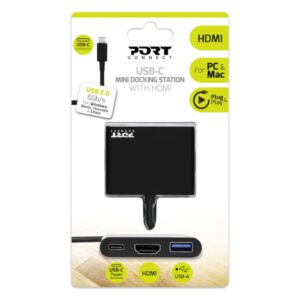 Port USB Type-C to 1 x HDMI|1 x USB3.0|1 x Type-C 60W PD Dock - Black - Image 1