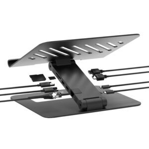 Port Connect Adjustable Stand + Dock Type-C to 1 x RJ45|2 x USB3.1 Gen1|2 x HDMI 4k@60Hz|1 x Type-C|PD85W|SDand Micro SD Reader - Image 1