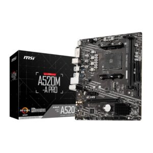 MSI A520M-A PRO AM4 AMD MATX Gaming Motherboard - Image 1