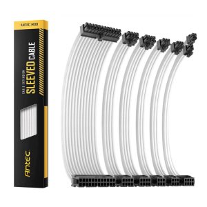 Antec 300mm Sleeved Braided Power Extension Cable Kit – White